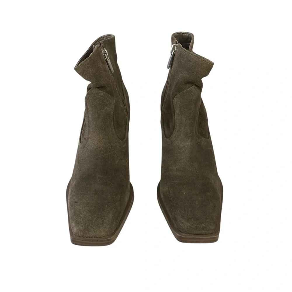 Vince Camuto Suede Leather Amtinda Western Sable Squared Toe Ankle Heeled Boots‎